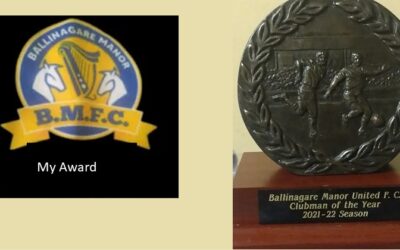 Award from Ballinagare Manor Utd FC
